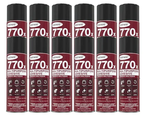 Polymat 770 x Pegamento en aerosol permanente multiusos, pegamento adhesivo en aerosol, papel, cartón, tela, plástico, metal, madera (12)