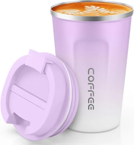 Vista 17 de CS COSDDI - Vaso térmico de acero inoxidable de 12 onzas con aislamiento al vacío, taza de viaje de café a prueba de derrames con tapa