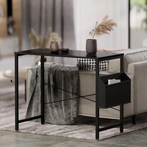 Vista 54 de Pamray - Escritorio de computadora de 32 pulgadas para espacios pequeños con bolsa de almacenamiento, escritorio de trabajo de oficina en casa