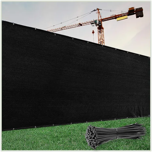 ColourTree Malla de privacidad de 5 x 3 pies, color negro, tela de malla para valla, calidad comercial, 170 GSM, bridas para cables incluidas,