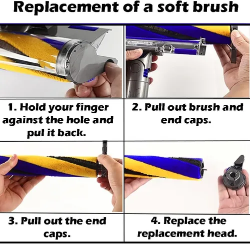 Vista 4 de Goodsby Cabezal de barra de cepillo de rodillo suave delgado láser de repuesto para Dyson V8 V10 V11 V15 Detectar Slim Absolute Detect Cordles