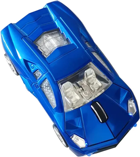 Vista 8 de Ratón inalámbrico, mouse deportivo para automóvil con faros LED, receptor USB, mouse inalámbrico en forma de coche para computadoras, laptop, Mac