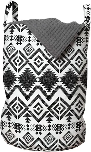 Vista 68 de Lunarable Bolsa de lavandería de tren, patrón de dibujos animados de locomotora dibujada digital con rieles de ferrocarril, cesta con asas, cierre