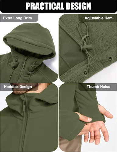 Vista 7 de CRYSULLY - Chaquetas tácticas militares deportivas de hombre, abrigos de forro polar con capucha, chaquetas de aventura al aire libre