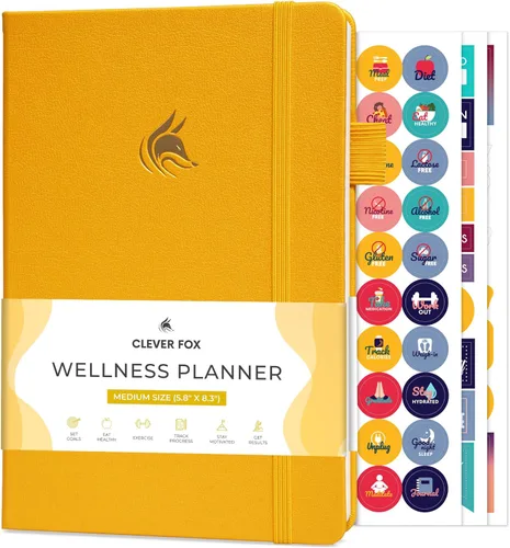Clever Fox Wellness Journal – diario de salud y bienestar, diario de alimentos y planificador de comidas diario para el recuento de calorías,