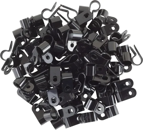 Vista 2 de GTSE Abrazaderas de cable de plástico de nailon negro, soportes de tornillo de 3/8 pulgadas para cable, cuerda, gestión de tubos, paquete de 100