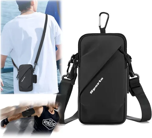 Prime Comfort Soporte para Teléfono con Banda para el Brazo, Pequeña Bolsa Cruzada de Hombro Tipo Funda con Bandas para el Brazo, Compatible con