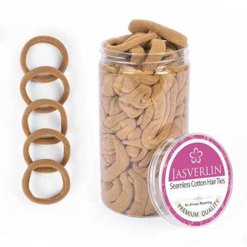 Vista 13 de 100 ligas para el cabello de algodón sin costuras, bandas elásticas gruesas suaves y sin daños, soportes para cola de caballo para mujeres y niñas 5