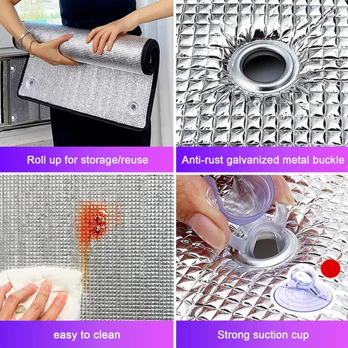 Vista 6 de Película aislante de papel de aluminio, película reflectante de calor, tinte de privacidad para control solar, película opaca total, no adhesiva