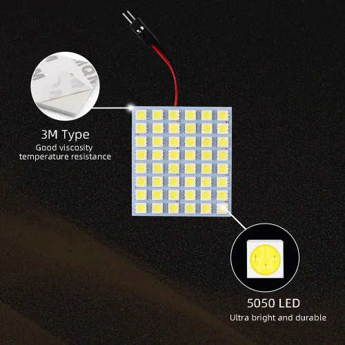Vista 5 de GLL Super Blanco Ahorro de Energía 5050 48-SMD Panel LED Luz de Domo Auto Auto Auto Placa de Lectura Interior Techo Lámpara con Cable Interior T10