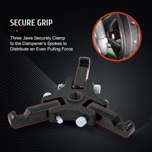 Vista 4 de Kit de extractor de equilibrador armónico Orion Motor Tech, juego de extractor de 3 garras ajustable para quitar amortiguadores armónicos y Negro