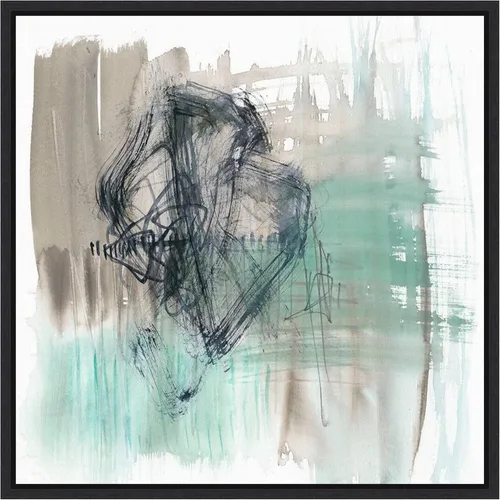 Vista 19 de Amanti Art Framed Canvas Wall Art 16x16 Scribble Scrabble II by Jennifer Goldberger, Framed Wall Art Canvas, Abstract Artwork, Traditional Decor