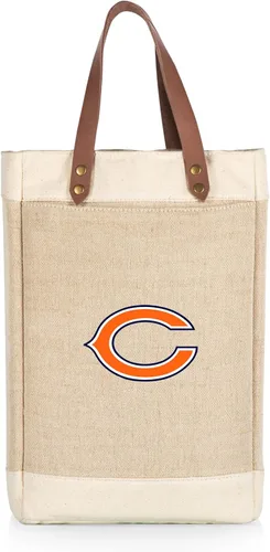 Vista 35 de PICNIC TIME NFL Pinot - Jute 2 Bottle Insulated Wine Bag - Wine Tote Bag - Wine Gift Bag, (Beige)