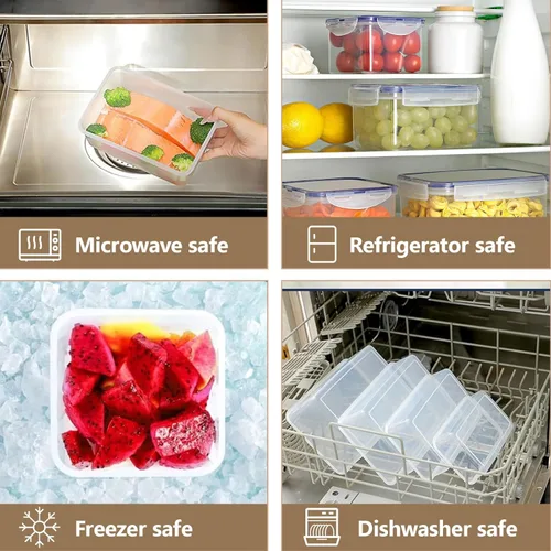 Vista 8 de Contenedores herméticos de plástico para almacenamiento de alimentos con tapas (paquete de 9 unidades, 761 onzas)