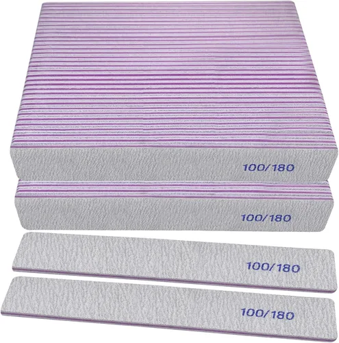 Vista 8 de Limas de uñas (paquete de 12), limas de grano 100/180 para uñas naturales y acrílicas, limas de doble cara para uñas acrílicas profesionales, lima