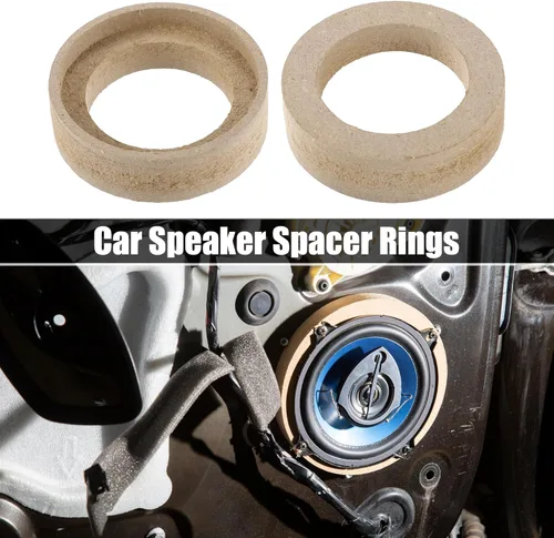 Vista 2 de uxcell 4 anillos espaciadores de montaje de subwoofer universales de 1 pulgada de madera maciza beige