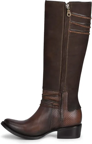 Vista 4 de Cuadra Botas altas para mujer en piel auténtica con cremallera marrón
