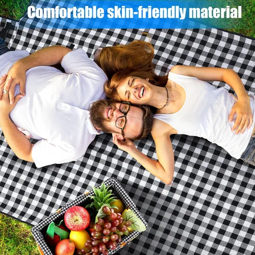 Vista 5 de Patelai Cesta de mimbre para pícnic, cesta tejida a mano natural con asas plegables dobles, cestas de sauce con manta para picnic al aire libre