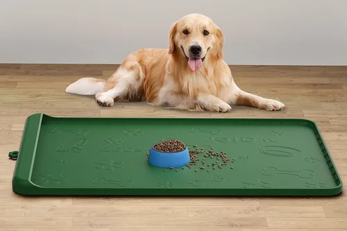 Vista 11 de Tapete para Comida de Perro - Tapete de Silicona para Perro para Comida y Agua - 36" x 24" Tapetes Grandes de Alimentación para Mascotas