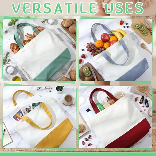 Vista 5 de Epakh Paquete de 12 bolsas de lona a granel de 18.5 x 15 pulgadas, bolsas de compras reutilizables para comestibles, equipaje para compras