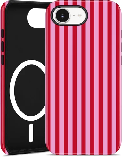 Vista 135 de Jusy Compatible con MagSafe Funda de Teléfono a Rayas para iPhone 7/8/SE, Bonita Funda de Teléfono Protectora Magnética Estética de TPU Suave y PC