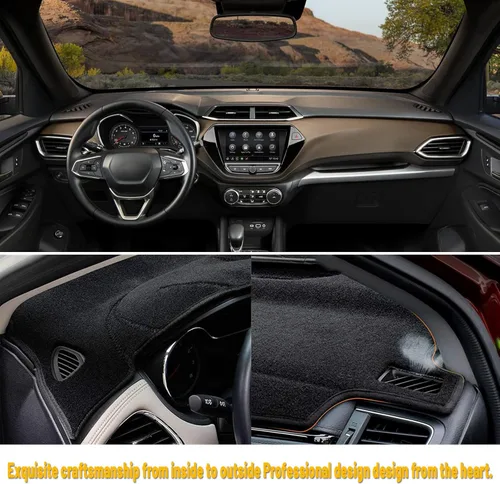 Vista 5 de Tapete antideslizante para tablero de instrumentos compatible con Chevy/Chevrolet Trailblazer 2021 2022 2023 Protector solar (borde negro)