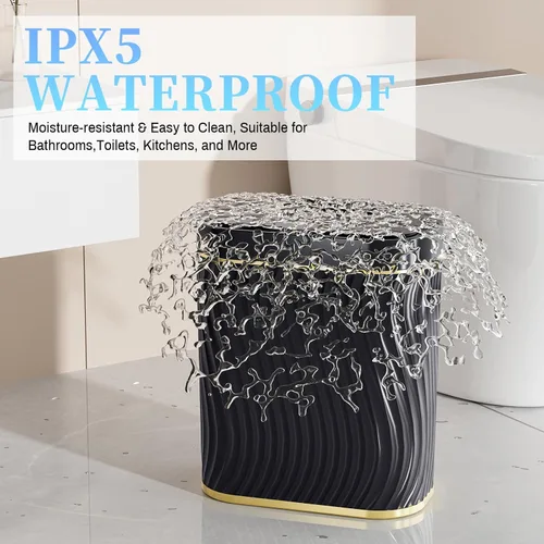 Vista 5 de Ogikey Cubo de basura pequeño para baño con tapa automática sin contacto, bote de basura inteligente de 2.6 galones, contenedor de basura estrecho e