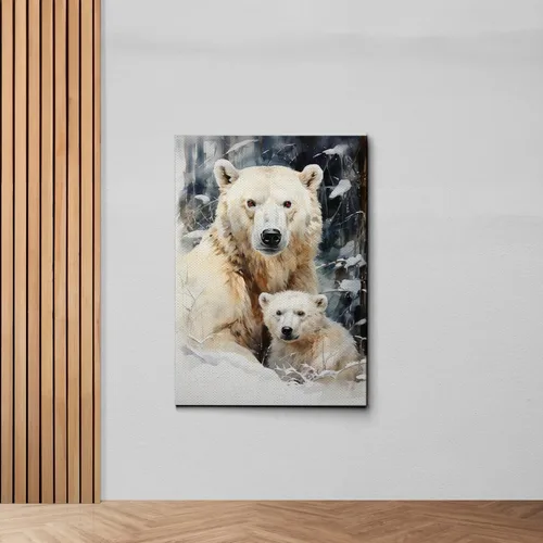 Fox Mother Cub Print, In The Style Of Stencil,Based, Kids Wall Art, Kids Wall Art Display, Mom And Baby Animal Art Print, Decor Canvas, Wall Decor