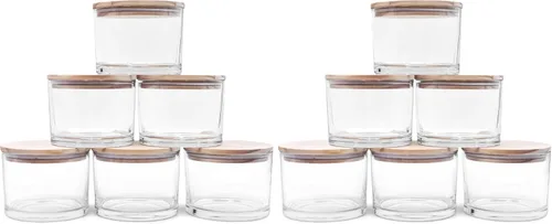 Vista 26 de SHOWIN Frascos de vela gruesos de 18 onzas para hacer velas 6 piezas, frascos vacíos con tapas de madera para hacer velas, contenedor de muestra