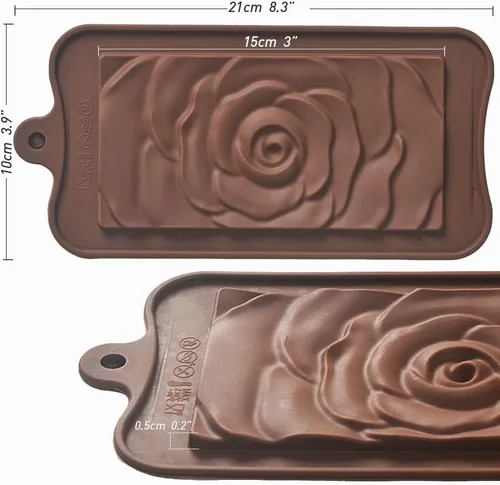 Vista 3 de ionEgg Break Apart - Moldes de silicona para barra de chocolate, marca de flor de rosa, moldes caseros de barras de proteínas y energía, 4 paquetes