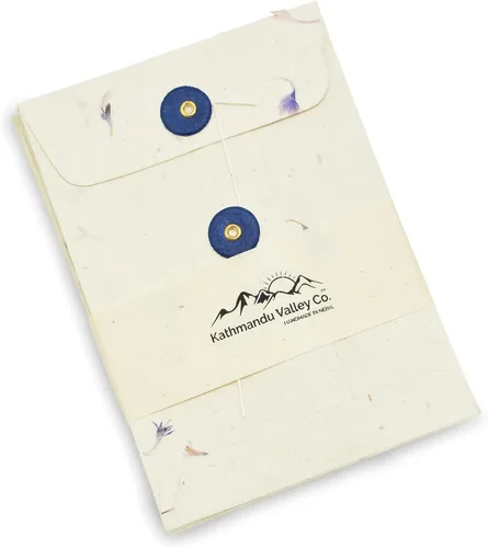 Vista 5 de Kathmandu Valley Co. Sobre de papel Lokta hecho a mano con cierre de botón de cuerda, funda para documentos, para invitaciones, correos, 4.5 x 6.5