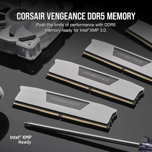 Vista 2 de CORSAIR Vengeance DDR5 RAM 32 GB (2 x 16 GB) 5600 MHz CL40 Intel XMP iCUE Memoria de computadora compatible - Blanco (CMK32GX5M2B5600C40W)