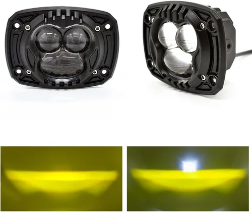 Vista 7 de 2 piezas 10 cm Montaje empotrado LED cápsulas de luz ámbar para conducción todoterreno, barra de luz de parachoques, lámpara de mancha antiniebla
