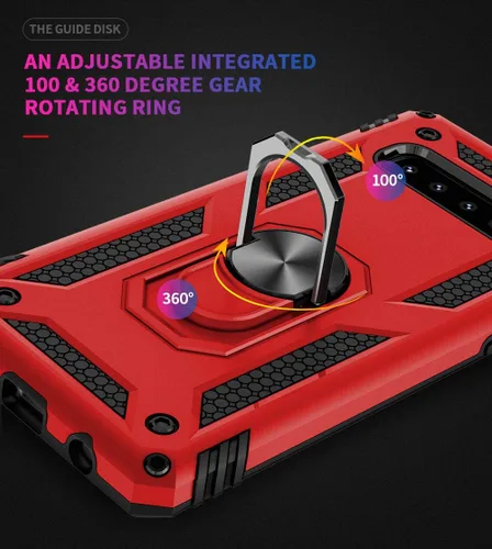 Vista 6 de Funda de grado militar para Samsung Galaxy S10 Plus 360 con anillo giratorio de metal con soporte de soporte magnético integrado para montaje