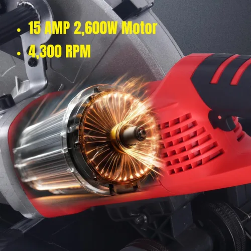 Vista 3 de Steel Force KPC 3551 - Sierra de hormigón circular eléctrica con cable eléctrico de 14 pulgadas, cortador de ángulo de potencia de 2600 W con línea