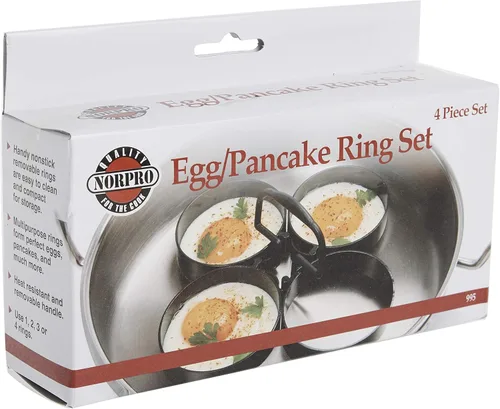 Vista 6 de Nonstick anillo de silicona para panqueques y huevos, 4 unidades, talla única , Negro