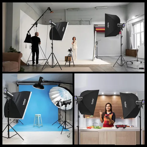 Vista 8 de Godox SK400IIV - Flash estroboscópico profesional de 800 W, kit de 2 unidades de 5700 ± 200 K con reflector estándar, BD-04, caja de luz, paraguas