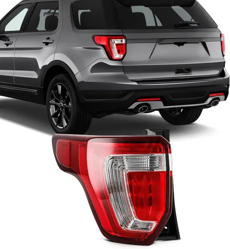 SCITOO Conjunto de luz trasera izquierda para Ford Explorer 2016-2019, carcasa negra, lente roja, FO2800251 FB5Z13405A (bombillas no incluidas)