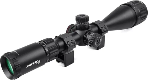 Vista 7 de SNIPER Mira para rifle 4-16x50 AOL/Mira de rifle de caza/Retícula iluminada Mil Dot roja y verde/Lente completamente recubierta/Objetivo ajustable