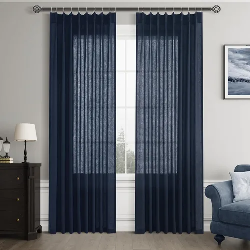 Vista 61 de Joywell Cortinas plisadas de lino de 84 pulgadas de largo, con ojales de clip y pestaña trasera, cortinas semitransparentes para filtrar la luz