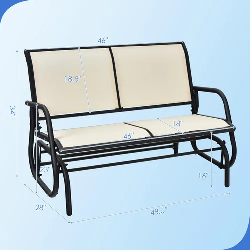 Vista 3 de Giantex Silla columpio de 48 pulgadas con espacio espacioso, silla mecedora para 2 personas, acogedor banco de patio para exteriores e interiores