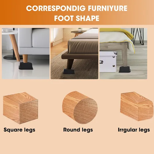 Vista 5 de Elevadores de cama de 2 pulgadas, 3 pulgadas, 4 pulgadas, 6 pulgadas u 8 pulgadas, elevadores de muebles resistentes, hasta 6000 libras, diseño