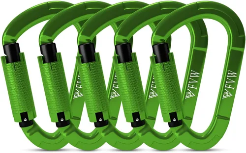Vista 12 de FVW Mosquetones de bloqueo automático para escalada en roca, mosquetones profesionales de 25KN (5620 lbs) resistentes para rapel, columpio, rescate