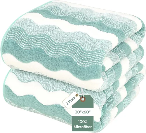 Vista 51 de JML - Toallas de baño de microfibra de gran tamaño (30 x 60 pulgadas), suaves, súper absorbentes y de secado rápido, multiusos para deportes Azul