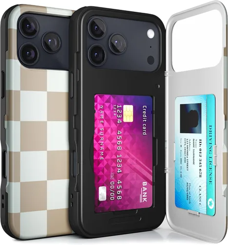 TORU Funda tipo cartera para iPhone 17 Pro con soporte para tarjetas, ranura oculta para tarjetas de crédito de identificación, soporte abatible
