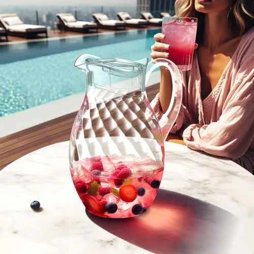 Vista 4 de Amazing Abby - Bubbly Whirly Grand - Jarra de plástico (96 oz, 3 cuartos), Jarra de agua transparente con tapa, Jarra de nevera, Libre de BPA, A
