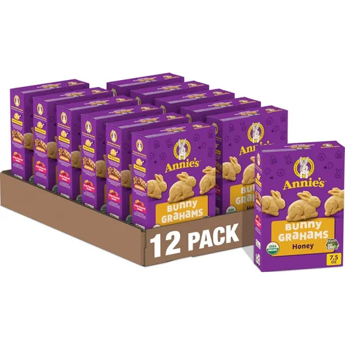Vista 12 de Annie's Organic Friends Bunny Grahams, bocadillos Graham horneados con chispas de chocolate, chocolate y miel, 12 bolsas, 12 onzas