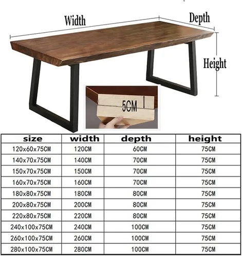 Vista 3 de Mesa moderna de madera maciza simple, 47.2-118.1 in de ancho, 2.0 in de grosor, escritorio de computadora de oficina en casa, mesa de centro