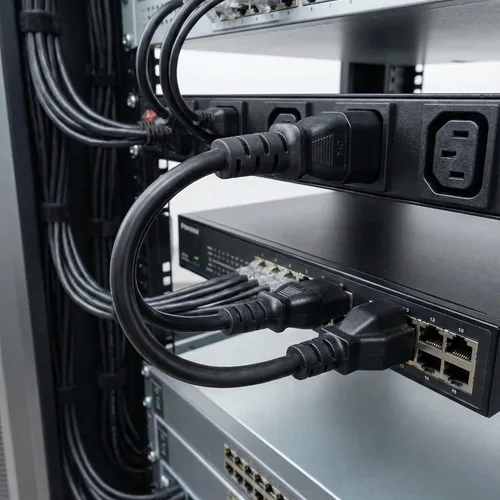 Vista 6 de IEC 320 C14 a C13+5-15R Y Split Cable adaptador de corriente corto IEC 320 C14 macho a C13/Nema 5-15R hembra Y Cable de alimentación dividido