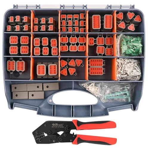 Vista 2 de JRready Kit de conectores Deutsch de 509 piezas – Conector de 2 3 4 6 8 12 pines con herramienta de crimpado Deutsch, tamaño 16 contactos estampados